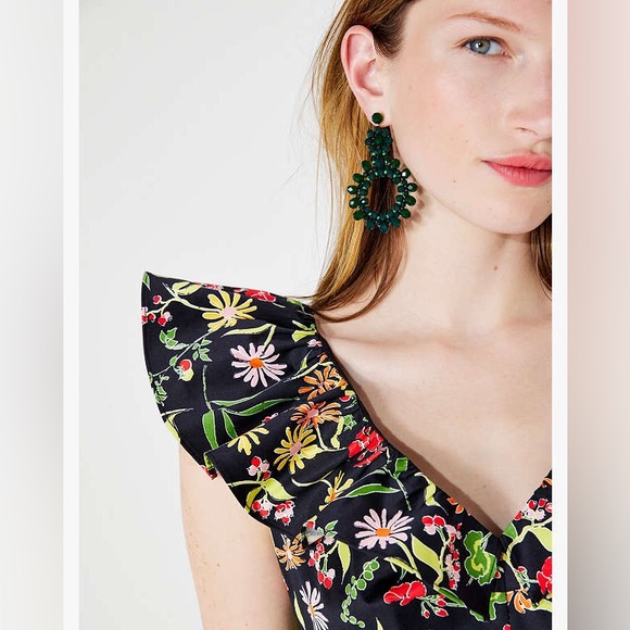 Kate Spade Women’s Rooftop Garden Floral Ruffle Top V-neck Poplin Fabric Size 8 - Picture 6 of 10